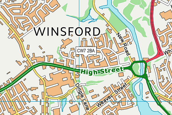 CW7 2BA map - OS VectorMap District (Ordnance Survey)