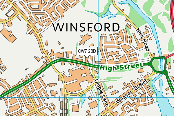 CW7 2BD map - OS VectorMap District (Ordnance Survey)