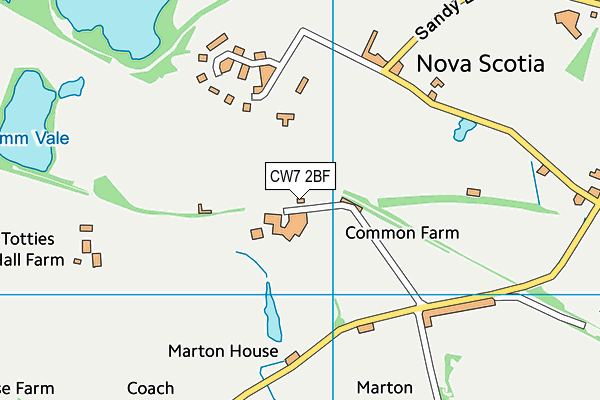 CW7 2BF map - OS VectorMap District (Ordnance Survey)
