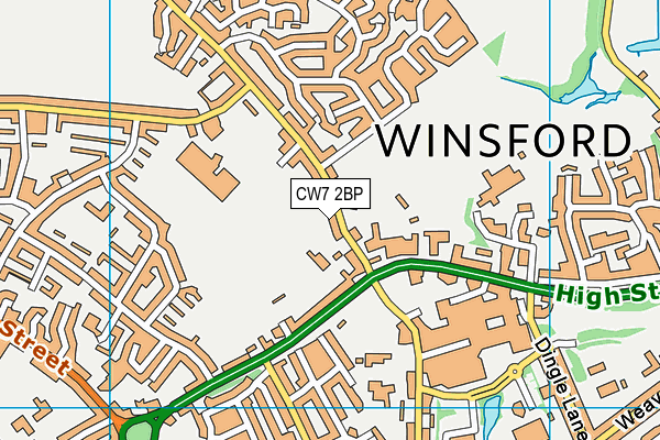 CW7 2BP map - OS VectorMap District (Ordnance Survey)