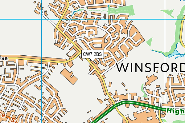 CW7 2BS map - OS VectorMap District (Ordnance Survey)