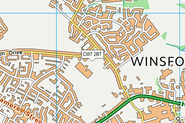 CW7 2BT map - OS VectorMap District (Ordnance Survey)