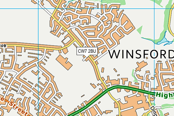 CW7 2BU map - OS VectorMap District (Ordnance Survey)