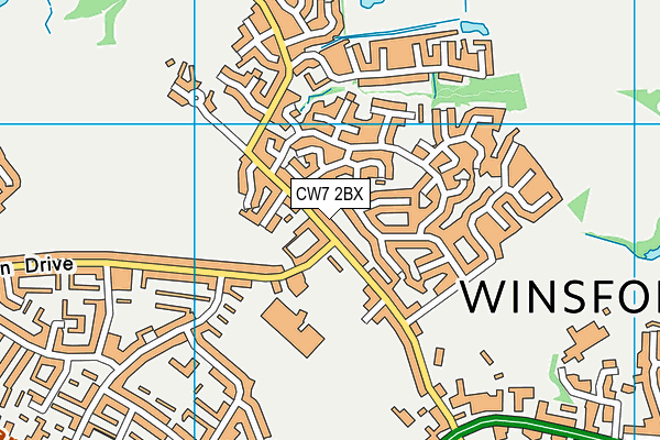 CW7 2BX map - OS VectorMap District (Ordnance Survey)