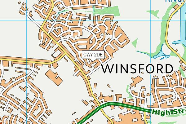 CW7 2DE map - OS VectorMap District (Ordnance Survey)