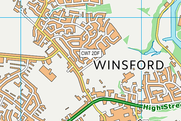CW7 2DF map - OS VectorMap District (Ordnance Survey)