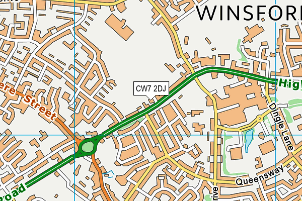 CW7 2DJ map - OS VectorMap District (Ordnance Survey)