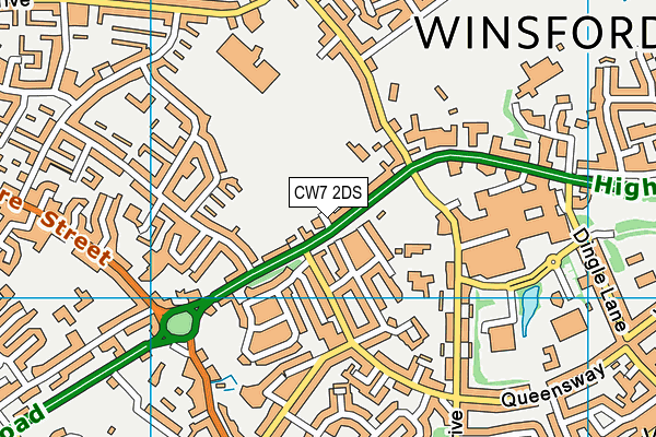 CW7 2DS map - OS VectorMap District (Ordnance Survey)