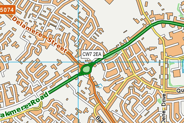 CW7 2EA map - OS VectorMap District (Ordnance Survey)