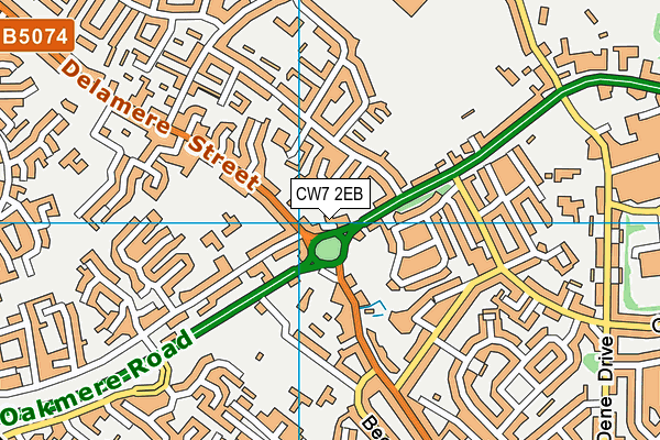 CW7 2EB map - OS VectorMap District (Ordnance Survey)