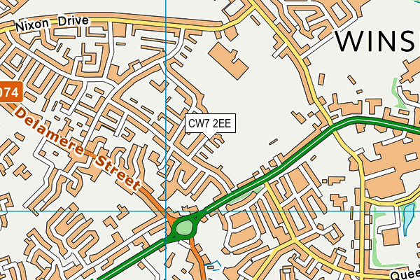 CW7 2EE map - OS VectorMap District (Ordnance Survey)