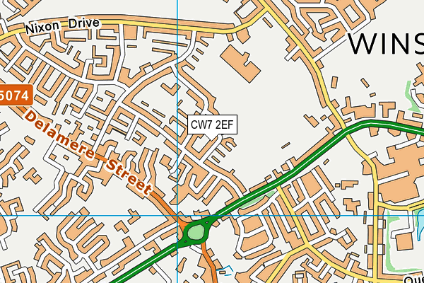 CW7 2EF map - OS VectorMap District (Ordnance Survey)