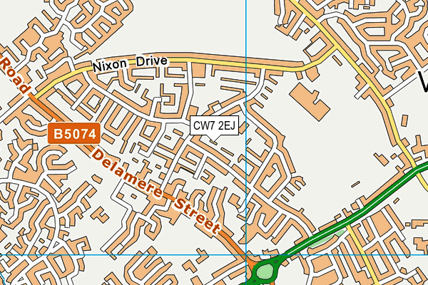 CW7 2EJ map - OS VectorMap District (Ordnance Survey)