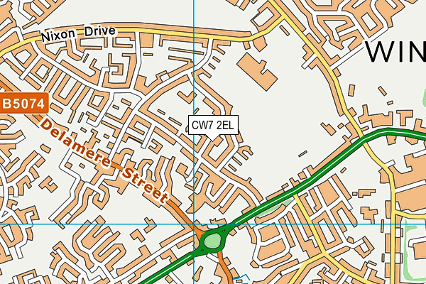 CW7 2EL map - OS VectorMap District (Ordnance Survey)