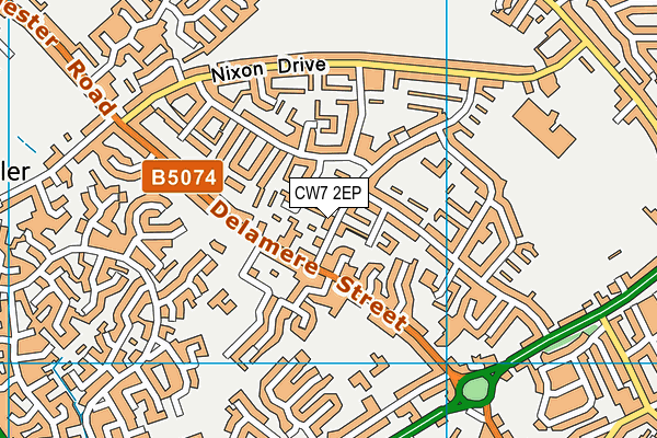 CW7 2EP map - OS VectorMap District (Ordnance Survey)