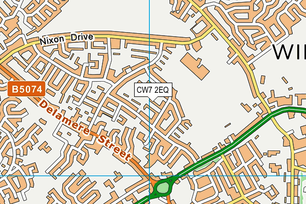 CW7 2EQ map - OS VectorMap District (Ordnance Survey)