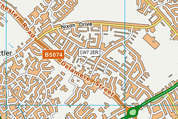 CW7 2ER map - OS VectorMap District (Ordnance Survey)