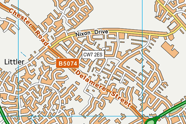 CW7 2ES map - OS VectorMap District (Ordnance Survey)