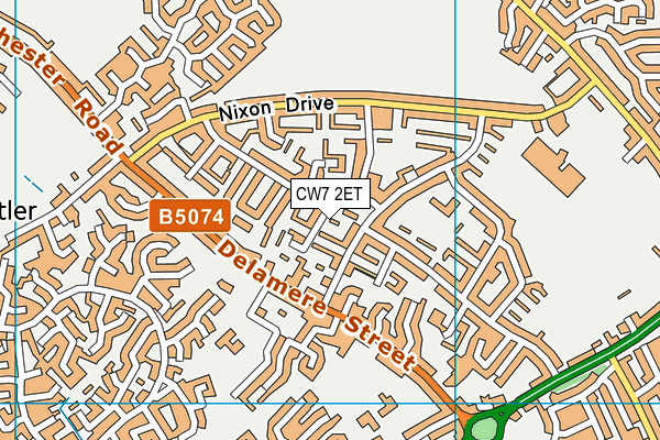 CW7 2ET map - OS VectorMap District (Ordnance Survey)