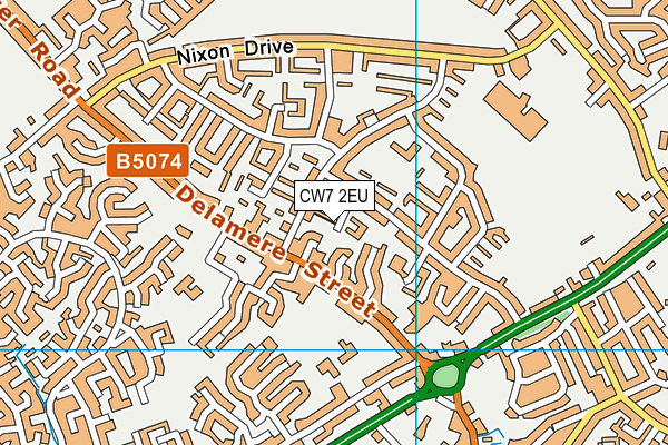 CW7 2EU map - OS VectorMap District (Ordnance Survey)