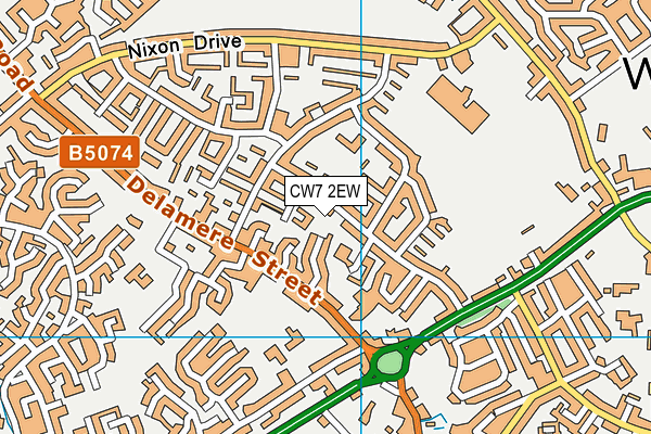 CW7 2EW map - OS VectorMap District (Ordnance Survey)