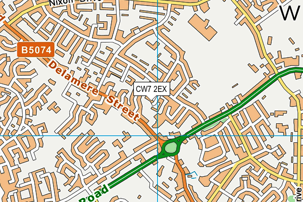 CW7 2EX map - OS VectorMap District (Ordnance Survey)