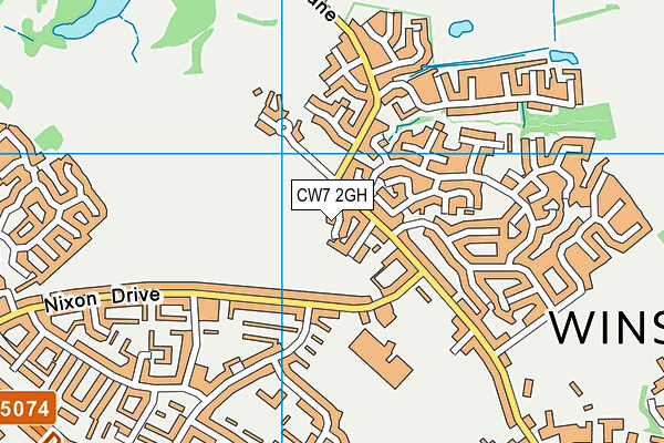 CW7 2GH map - OS VectorMap District (Ordnance Survey)