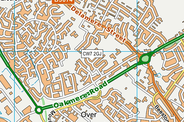 CW7 2GJ map - OS VectorMap District (Ordnance Survey)