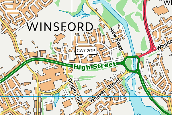 CW7 2GP map - OS VectorMap District (Ordnance Survey)