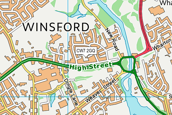 CW7 2GQ map - OS VectorMap District (Ordnance Survey)