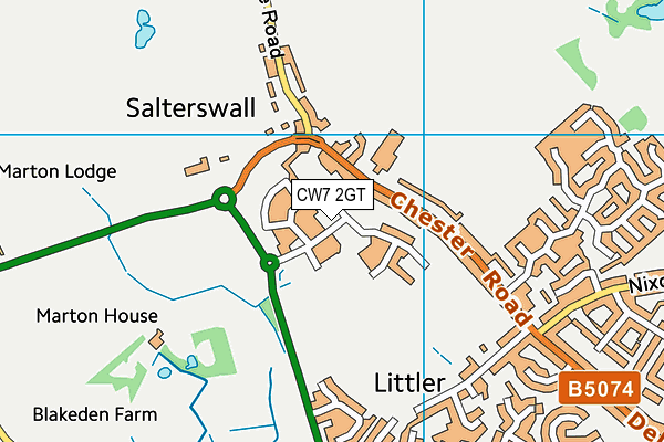 CW7 2GT map - OS VectorMap District (Ordnance Survey)