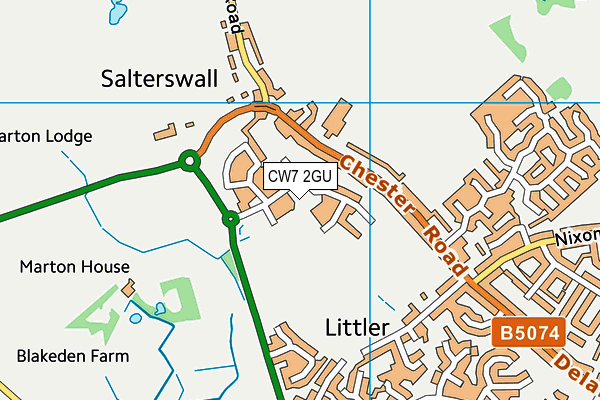 CW7 2GU map - OS VectorMap District (Ordnance Survey)