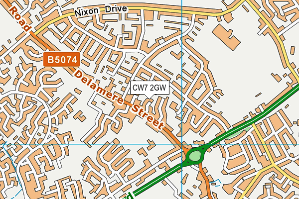 CW7 2GW map - OS VectorMap District (Ordnance Survey)