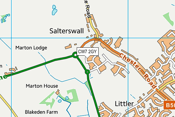 CW7 2GY map - OS VectorMap District (Ordnance Survey)