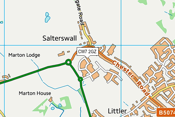 CW7 2GZ map - OS VectorMap District (Ordnance Survey)