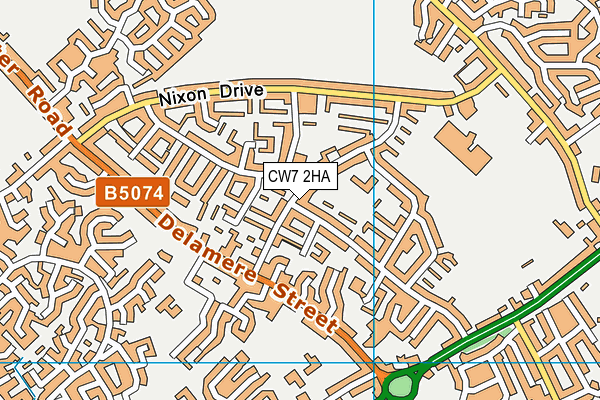 CW7 2HA map - OS VectorMap District (Ordnance Survey)
