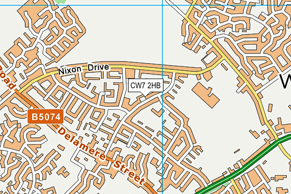 CW7 2HB map - OS VectorMap District (Ordnance Survey)