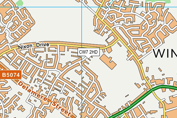 CW7 2HD map - OS VectorMap District (Ordnance Survey)