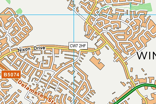 CW7 2HF map - OS VectorMap District (Ordnance Survey)