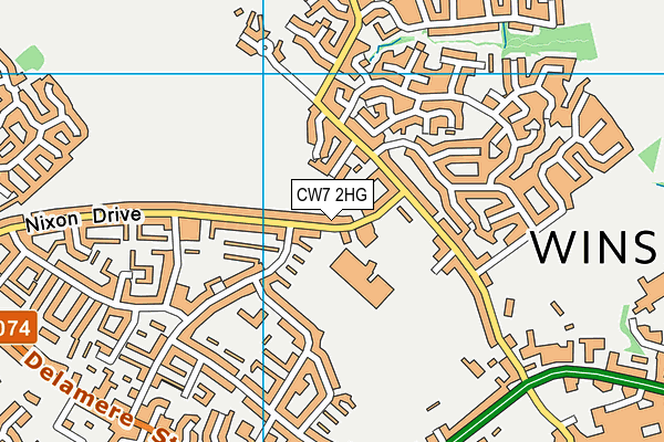 CW7 2HG map - OS VectorMap District (Ordnance Survey)