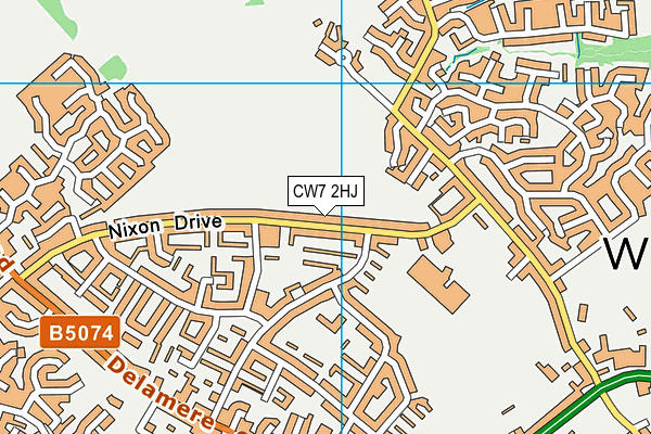 CW7 2HJ map - OS VectorMap District (Ordnance Survey)