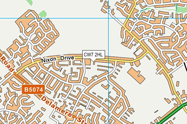 CW7 2HL map - OS VectorMap District (Ordnance Survey)