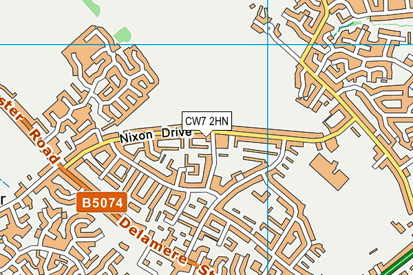 CW7 2HN map - OS VectorMap District (Ordnance Survey)