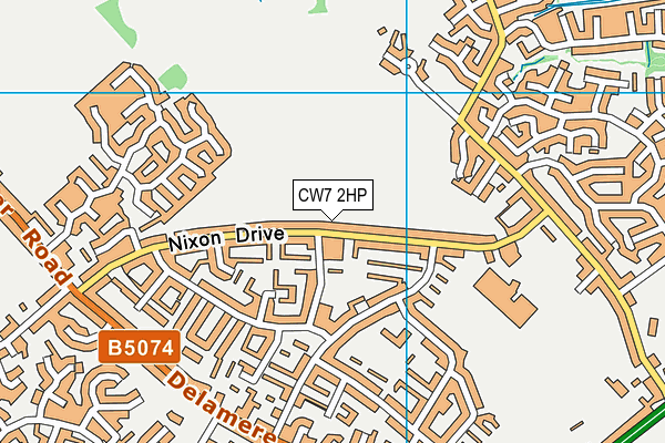 CW7 2HP map - OS VectorMap District (Ordnance Survey)