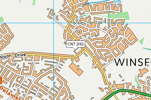 CW7 2HQ map - OS VectorMap District (Ordnance Survey)