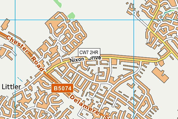 CW7 2HR map - OS VectorMap District (Ordnance Survey)