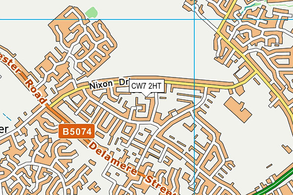CW7 2HT map - OS VectorMap District (Ordnance Survey)