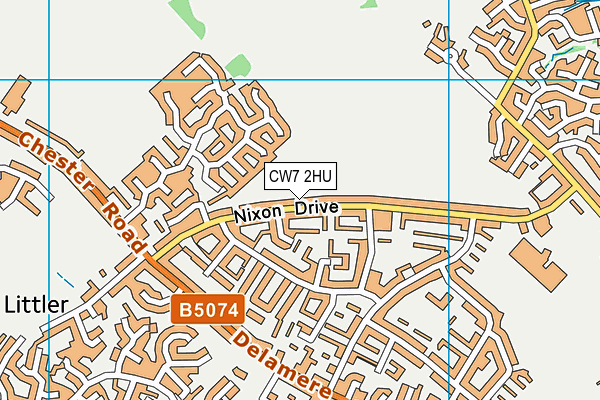 CW7 2HU map - OS VectorMap District (Ordnance Survey)