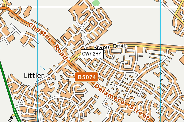 CW7 2HY map - OS VectorMap District (Ordnance Survey)
