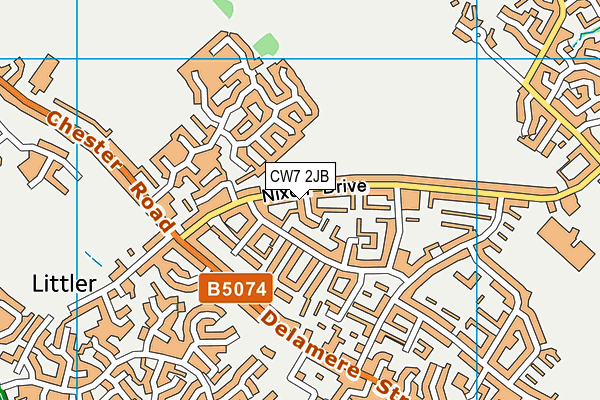 CW7 2JB map - OS VectorMap District (Ordnance Survey)